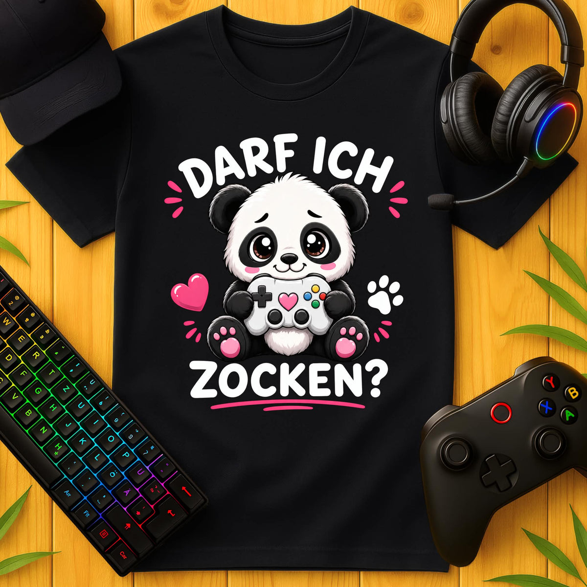 Darf ich Zocken Panda T-Shirt für Kids