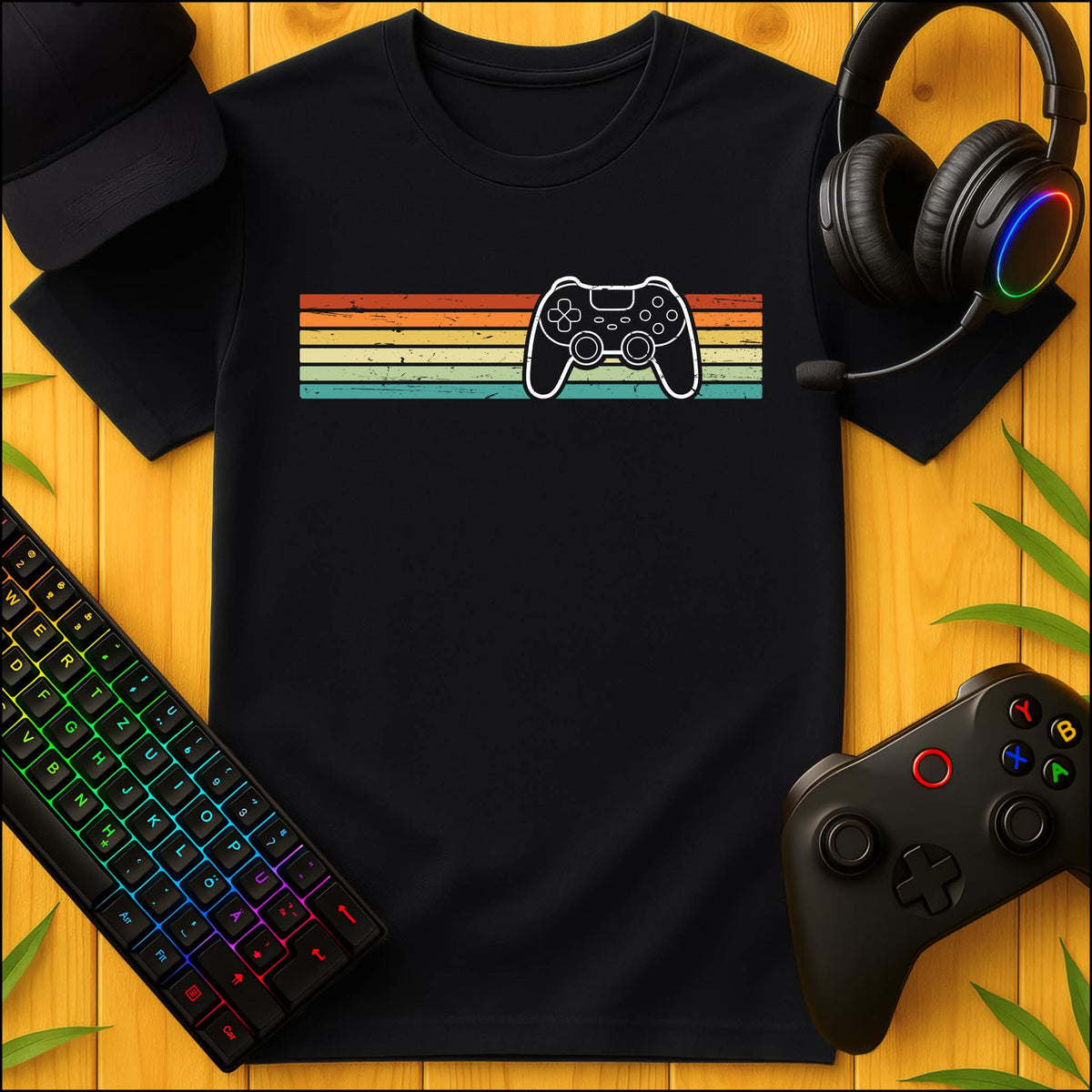 Retro Sunset Gaming Controller T-Shirt for Kids