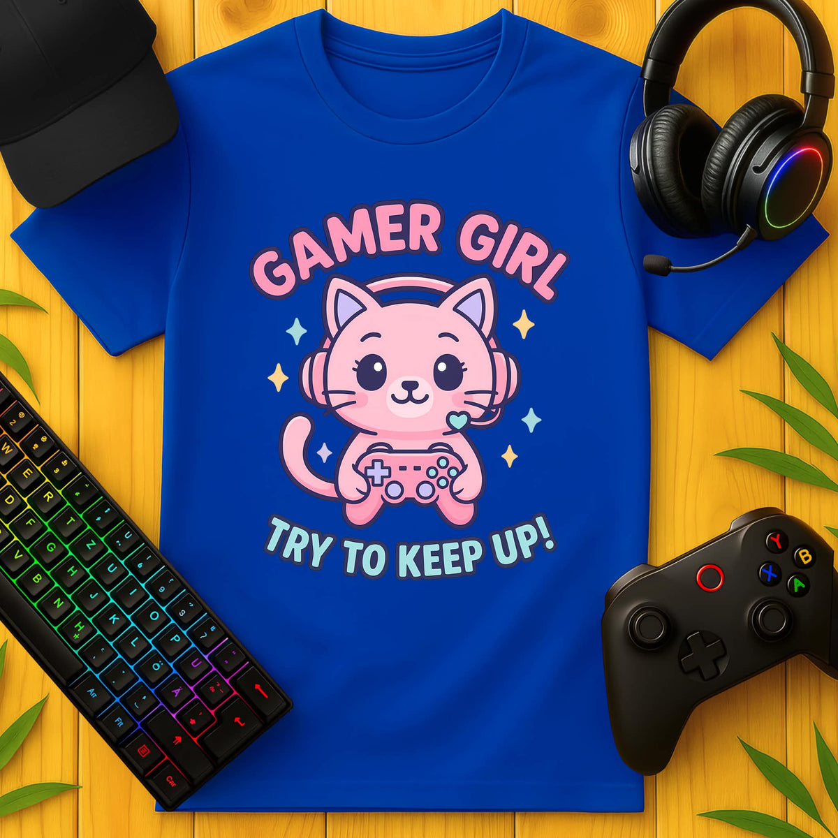 Gamer Girl Cat T-Shirt