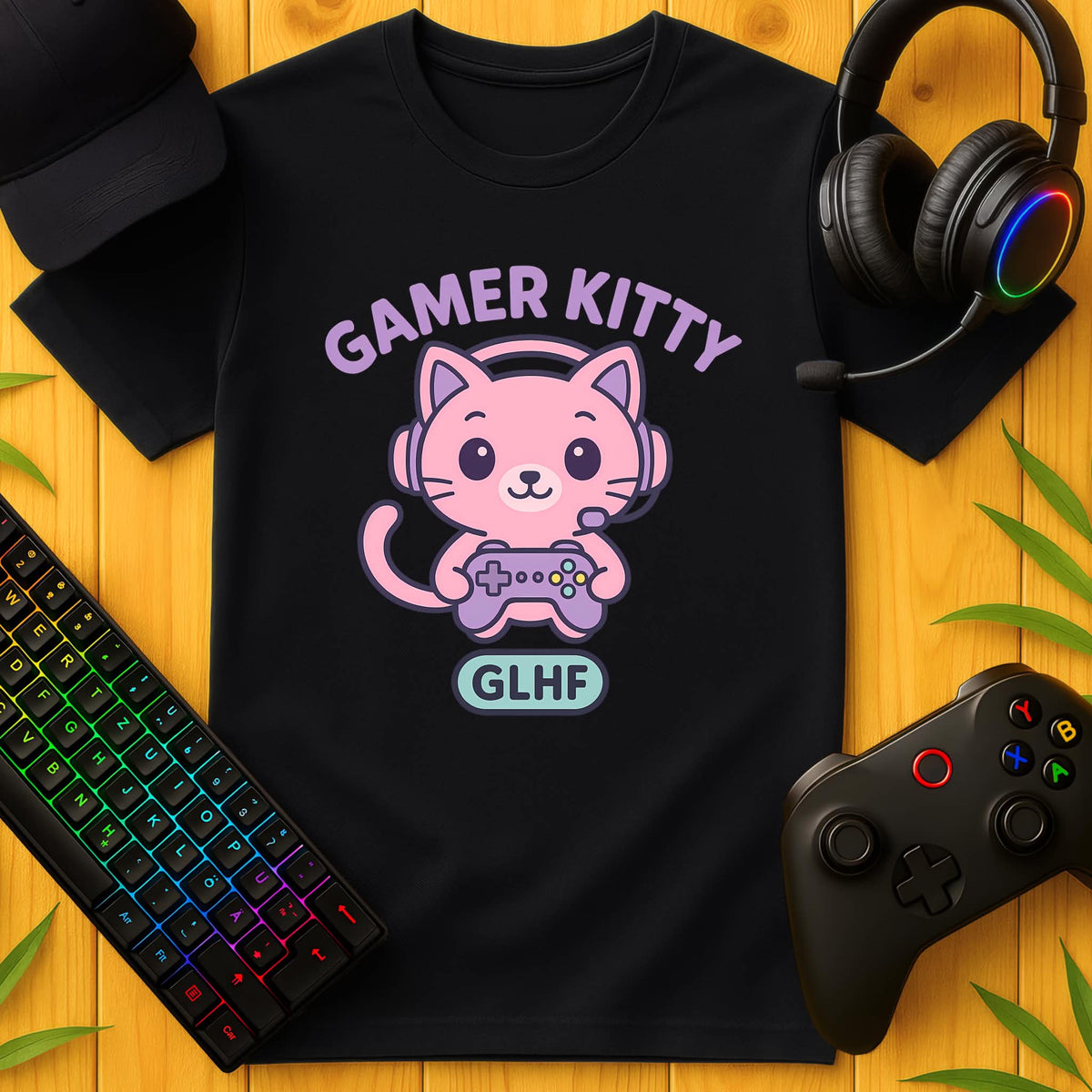 Gamer Kitty GLHF T-Shirt for Kids