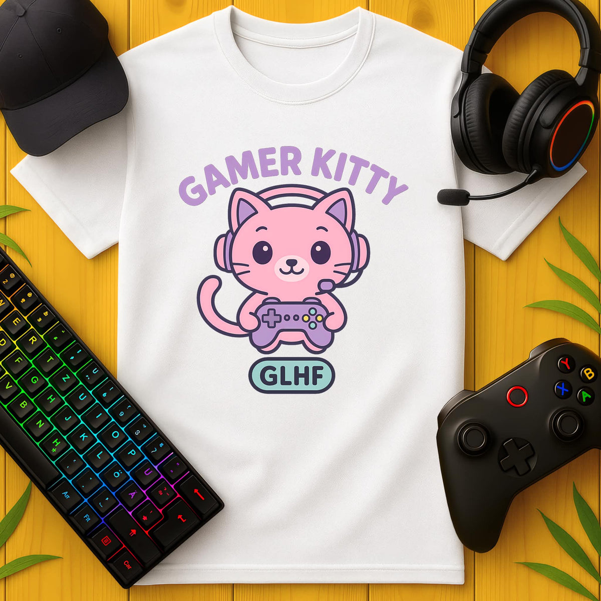 Gamer Kitty GLHF T-Shirt for Kids