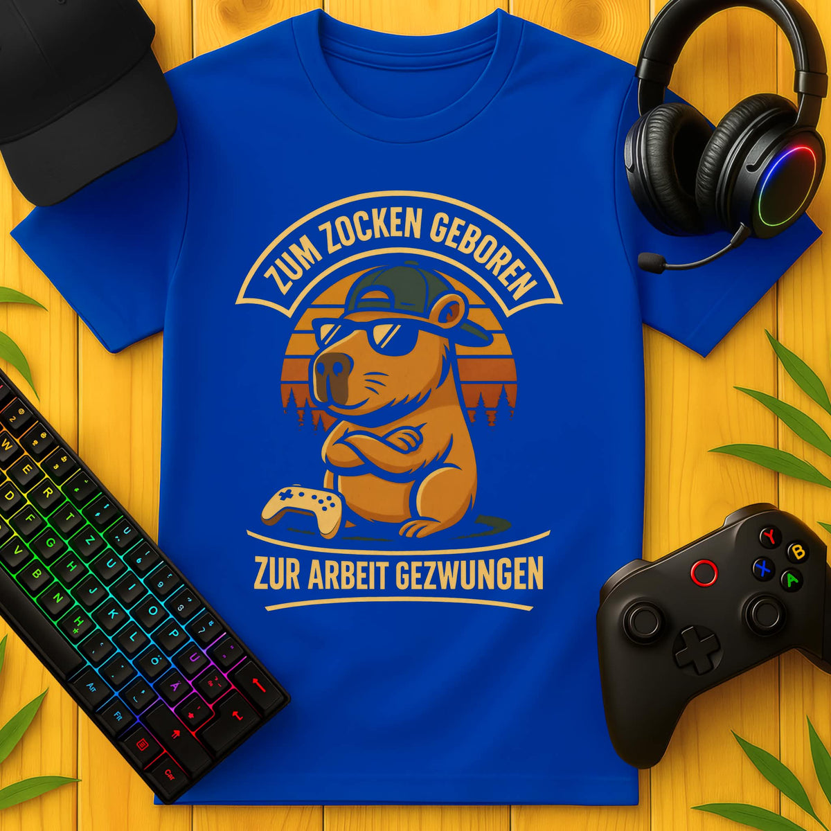 Zum Zocken geboren Arbeit Capybara T-Shirt