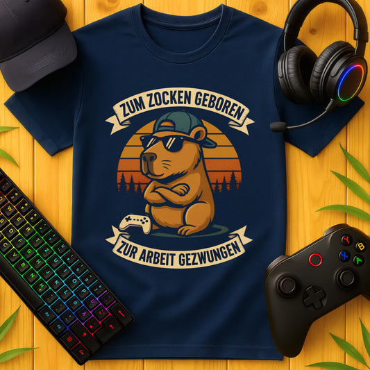 Zum Zocken geboren Banner Capybara T-Shirt