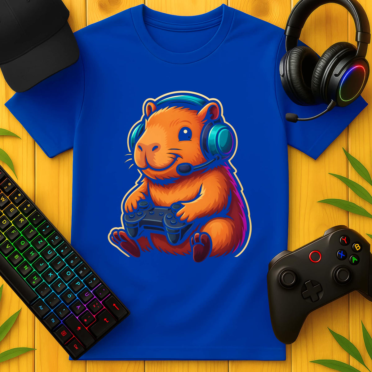 Cute Gaming Capybara Headset T-Shirt