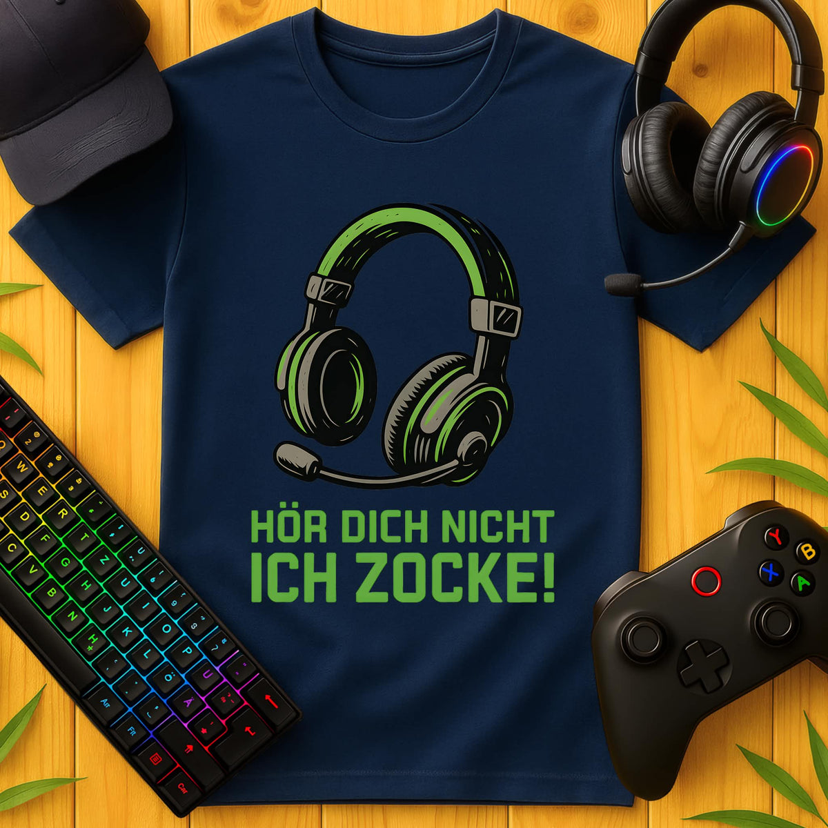 Hör dich nicht ich zocke grün T-Shirt für Kids