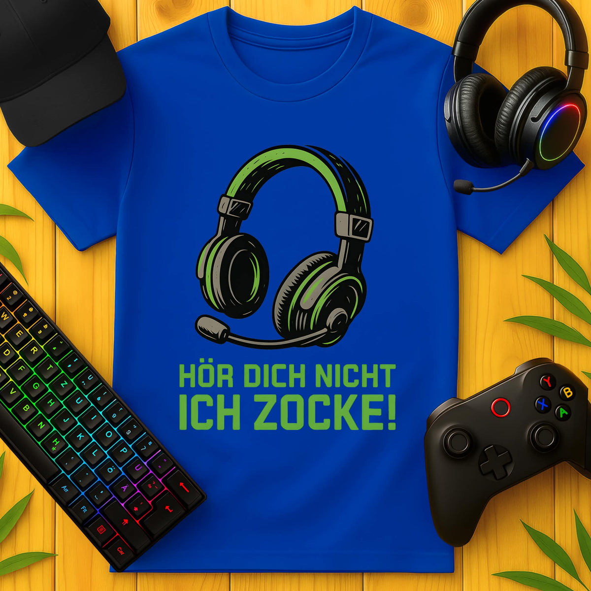 Hör dich nicht ich zocke grün T-Shirt für Kids