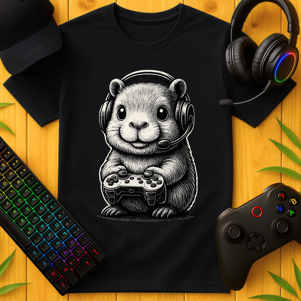 Cute Capybara B&W T-Shirt