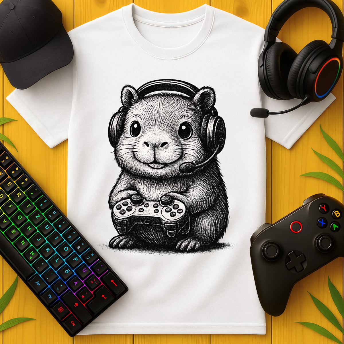 Cute Capybara B&W T-Shirt