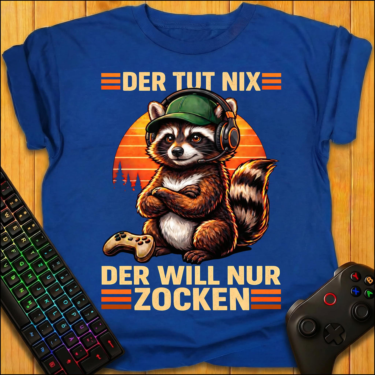 He's Not Doing Anything, Just Gaming Raccoon T-Shirt for Kids