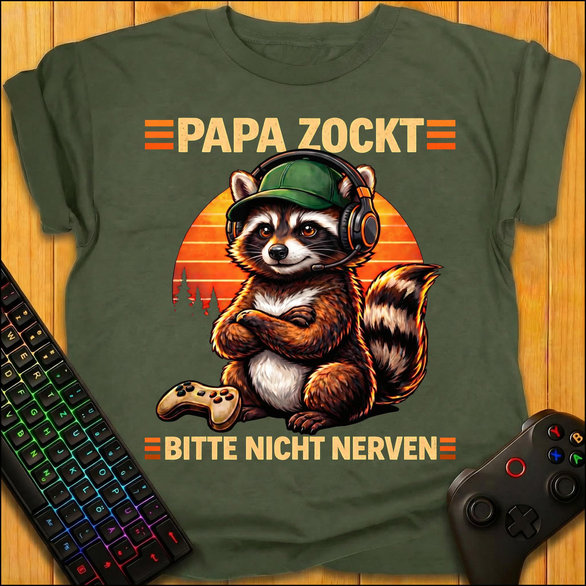 Dad doesn't gamble, don't annoy Raccoon T-Shirt