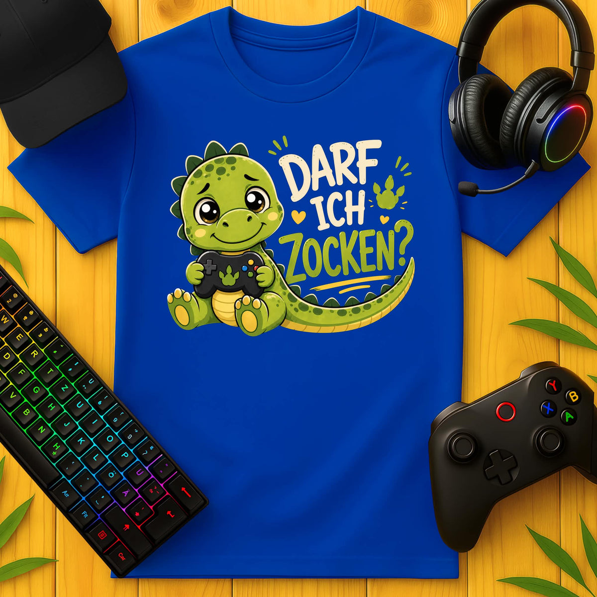 Darf ich Zocken Dino T-Shirt