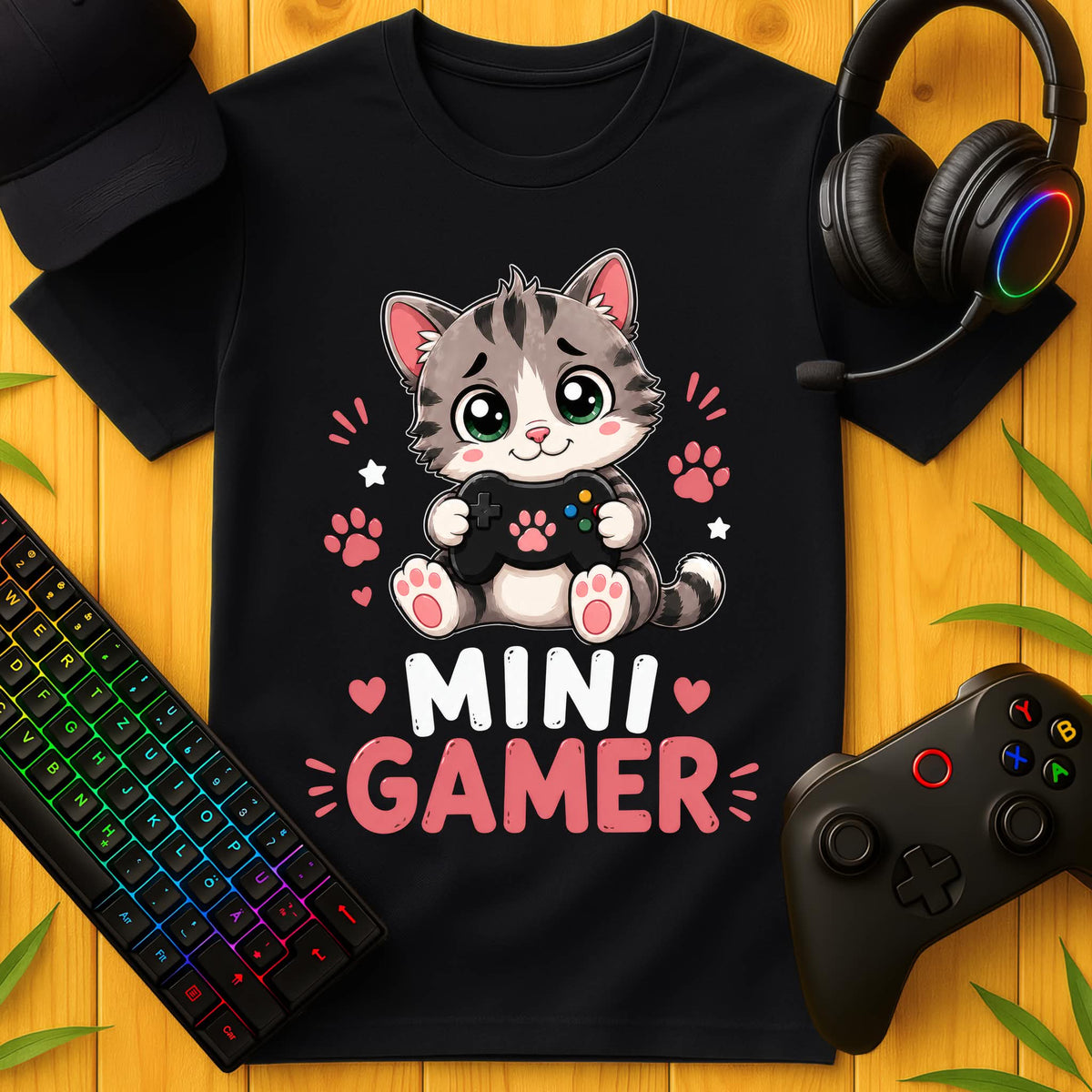 Mini Gamer Katze T-Shirt