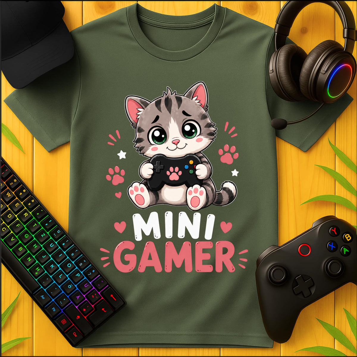 Mini Gamer Katze T-Shirt