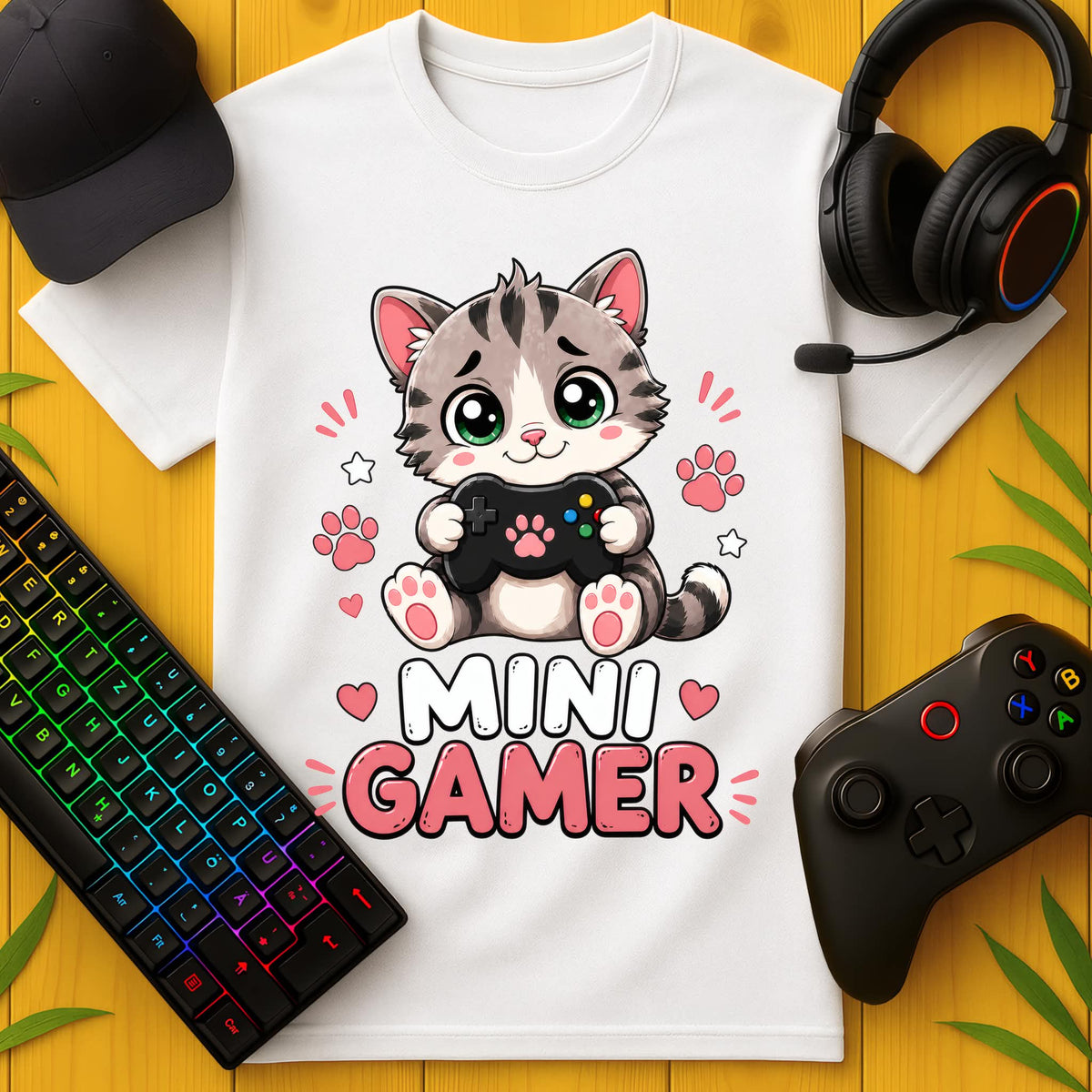 Mini Gamer Katze T-Shirt